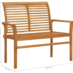 Banc de jardin avec coussin a carreaux rouge 112 cm Teck massif