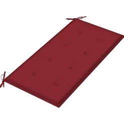 Banc de jardin avec coussin rouge bordeaux 112 cm Teck massif