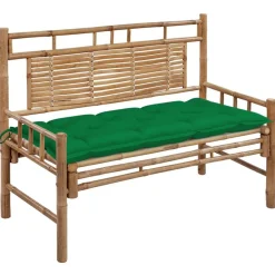 Banc de jardin avec coussin 120 cm Bambou