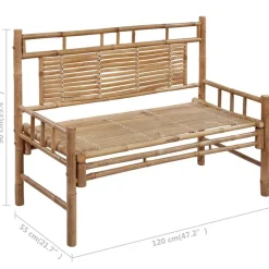 Banc de jardin avec coussin 120 cm Bambou