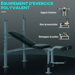 Banc de musculation Fitness entrainement complet dossier réglable curler
