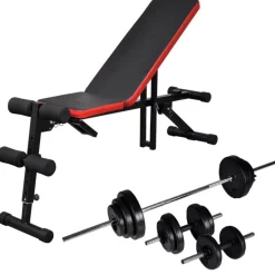Banc d'entraînement reglable avec jeu d'halteres 30,5 kg