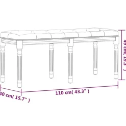 Banc Gris clair 110x40x49 cm Velours