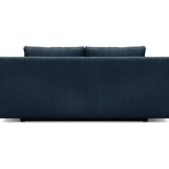 Banquette convertible 3 places MIKA - Velours côtelé bleu foncé - Coffre de rangement - L 192 x H 84 x P 93 cm