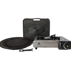Barbecue à gaz et Réchaud gaz piézo 2200W 2 en1 Camping KEMPER