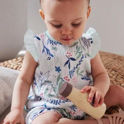 Barboteuse bébé en gaze de coton écrue Dahlia