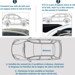 Barres de toit de voiture verrouillables 2 clés fournies dim. 125L x 5,5l x 7H cm aluminium gris noir