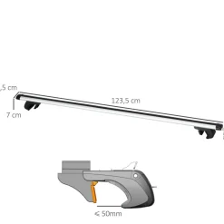 Barres de toit de voiture verrouillables 2 clés fournies dim. 123,5L x 5,5l x 7H cm aluminium noir