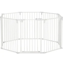 Barrière de sécurité - parc enclos chien modulable pliable - porte verrouillable - 8 panneaux acier et PP - dim. 482,5L max. x 76H cm blanc