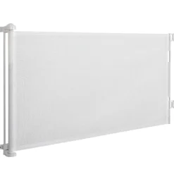 Barrière de sécurité barrière animaux rétractable automatique 1,65L x 0,85H m teslin alu. PVC blanc