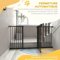 Barrière de sécurité longueur réglable porte double verrouillage sans perçage acier plastique noir