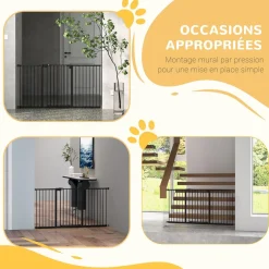 Barrière de sécurité longueur réglable porte double verrouillage sans perçage acier plastique noir