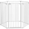 Barrière de sécurité parc enclos chien modulable pliable porte verrouillable intégrée 6 panneaux acier PP blanc