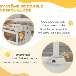 Barrière de sécurité pour chien - barrière à pression extensible - double système de verrouillage - acier blanc