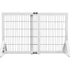 Barrière de sécurité pour chien, barrière de protection à 2 panneaux largeur réglable 63-106L x 44l x 67H cm, barrière pour escalier, porte, couloirs, en bois de pin et acier, blanc