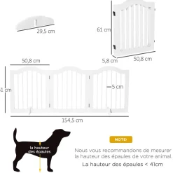 Barrière modulable pliable barrière de sécurité 154,5L x 61H cm MDF blanc