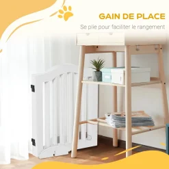 Barrière modulable pliable barrière de sécurité 154,5L x 61H cm MDF blanc