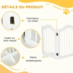 Barrière modulable pliable barrière de sécurité 154,5L x 61H cm MDF blanc