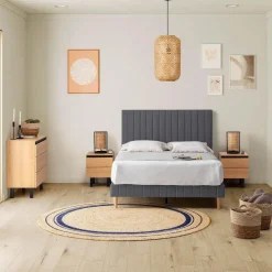 Base rembourrée Eris 140x200 cm Gris foncé