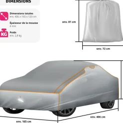 Bâche de voiture anti-grêle imperméable et respirante