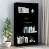 Bibliotheque a 4 niveaux Noir 80x24x142 cm Bois d'ingenierie