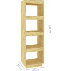 Bibliotheque/Separateur de piece 40x35x135 cm pin massif