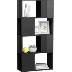 Bibliotheque/Separateur de piece Gris brillant Bois ingenierie