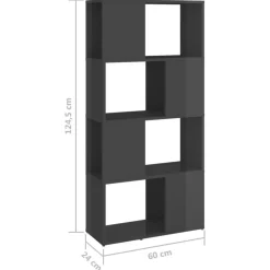 Bibliotheque/Separateur de piece Gris brillant Bois ingenierie