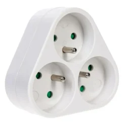 Bloc Multiprise Mural 3 Prises 9cm Blanc