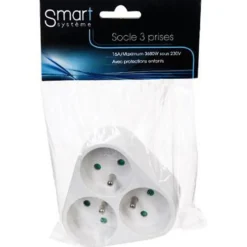 Bloc Multiprise Mural 3 Prises 9cm Blanc