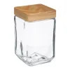 Bocal Carré Verre & Pin Nyna 1,25L Transparent