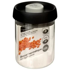 Bocal en Verre Hermet 0,6L Transparent & Noir