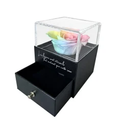 Boite à bijoux décorée d'une rose éternelle - stabilisée multicolore
