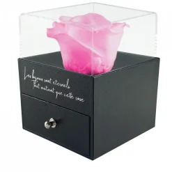 Boite à bijoux décorée d'une rose éternelle - stabilisée rose