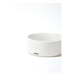 Bols céramique avec support en bambou 2x350 ml - Mpets - OPERA - Blanc