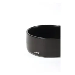 Bols céramique avec support en bambou 2x350 ml - Mpets - OPERA - Noir