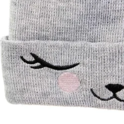 Bonnet Enfant Chat 21cm Gris & Rose
