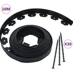 Bordure de pelouse flexible avec 30 piquets 10 m 5 cm