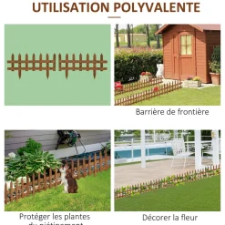 Bordures à planter 12 pcs - bordures de pelouse - barrières de jardin en bois de sapin pré-huilé - bordure dim. 60L x 34H cm