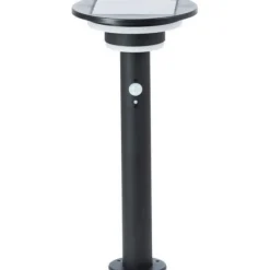 Borne extérieure - BRILLIANT - GARVINA - LED et solaire - Détecteur de mouvement - Acier inoxydable et plastique - 4 W - Noir