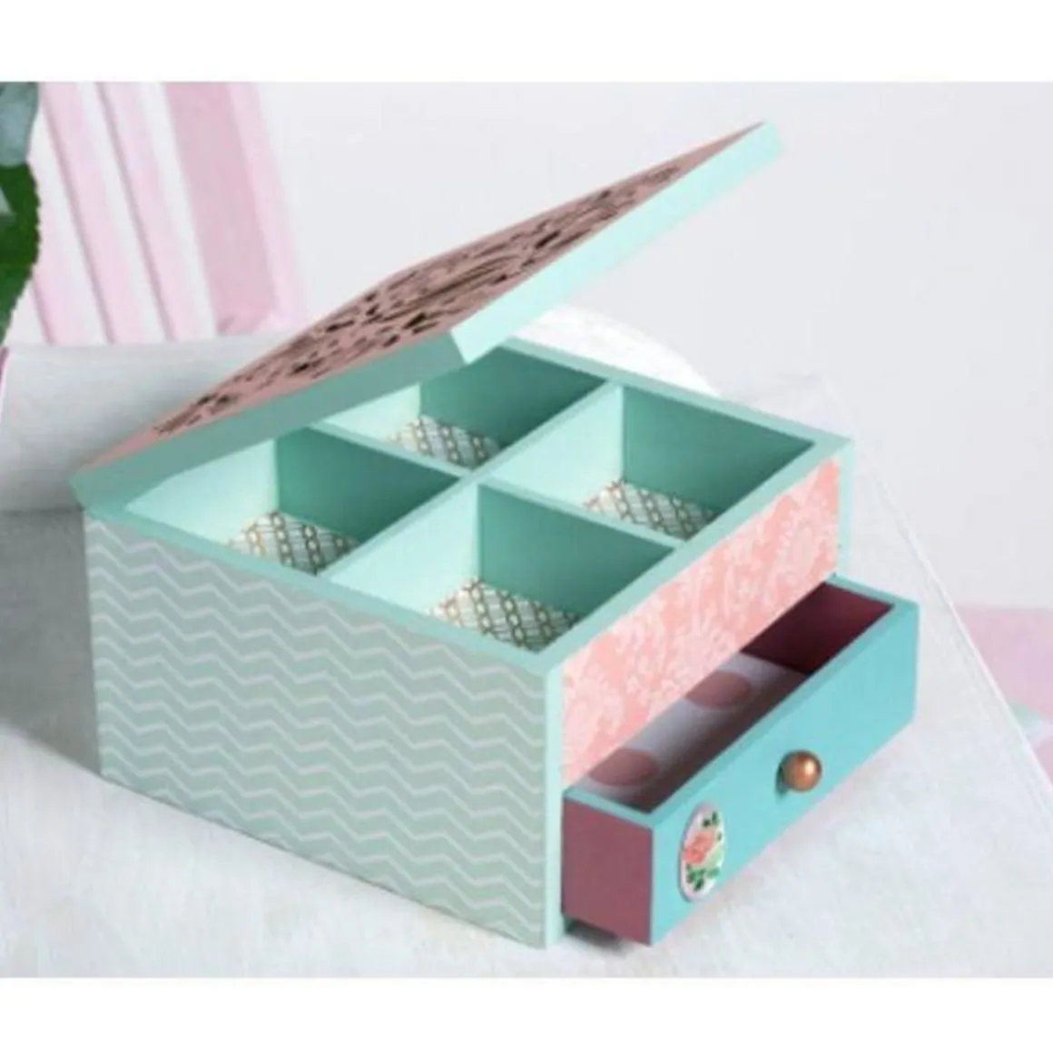 Boîte à bijoux bois à décorer 16 x 16 x 10 cm