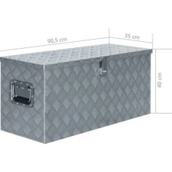 Boîte en aluminium 90,5x35x40 cm Argente