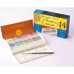 Boîte voyage métal aquarelle - 14 demi-godets extra-fine - Voyage