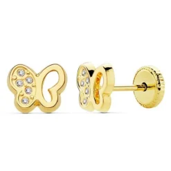 Boucles d'Oreilles Or 18 Carats 750/000 Jaune - Papillon