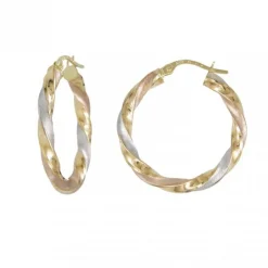 Boucles d'Oreilles Créoles Or Tricolore Jaune