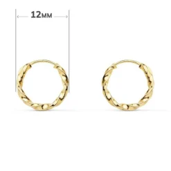 Boucles d'Oreilles Créoles Or 18 Carats 750/000 Jaune - Torsadées