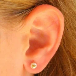 Boucles d'Oreilles Or 18 Carats 750/000 Jaune - Perles de Culture et Coeur