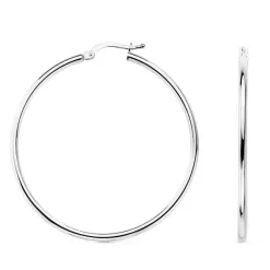 Boucles d'Oreilles Or Blanc - Créoles Femme