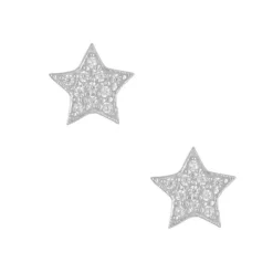 Boucles d'Oreilles Or Blanc Serties de Zirconiums - Etoile