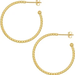 Boucles d'Oreilles Or Jaune - Demi Créoles Rondes